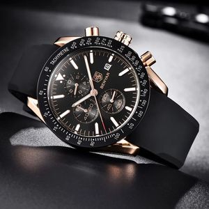 Montres pour hommes BENYAR 5140, marque tendance, bracelet en silicone, étanche, sport, chronographe, or rose, montre pour hommes étanche - Product Image 4