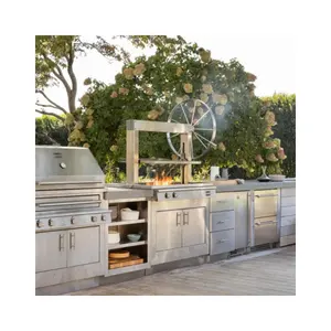 Carbone all'aperto Barbecue isola cucina Barbecue all'ingrosso moderno personalizzato grigio mobili da cucina modulare set da cucina all'aperto