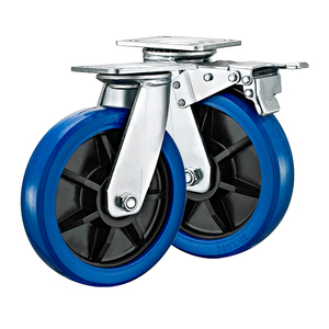 4''5''6''8 ''Hochleistungs-Lenk rollen platte mit brems blauen elastischen Gummi rädern für Handwagen Industrie transport - Product Image 3