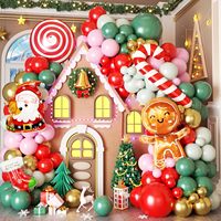 Kit d'arche de ballons de Noël rouges, verts et dorés, 108 pièces, cannes en sucre, Père Noël, pour les fêtes de Noël