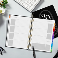 Özel Yıllık Planlayıcı A5 Sert Kapaklı Spiral Defter PU/Kağıt Kapak Renkli Aylık Bölüm İndeksleri Elastik Bantlı Ajanda Okul Ofis