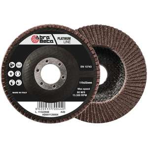 ABRA BETA - AB001120024 Discos de solapa con respaldo de fibra de vidrio y tela de corindón con perfil plano (paquete múltiple) ABRASIVOS - Product Image 1