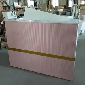 Belleza contra muebles de salón bar de lujo de la venta al por menor tienda <span class=keywords><strong>boutique</strong></span> redondo de madera Oficina frente <span class=keywords><strong>spa</strong></span> de mostrador de recepción negro - Product Image 1