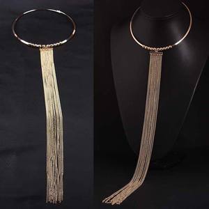 Collier long à pampilles dorées de style euro-américain, élégant et polyvalent, accessoire de mariage pour femme, collier audacieux pour soirée et bal - Product Image 6