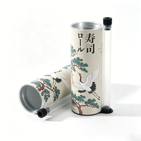 Boîte en tube de papier biodégradable personnalisée de qualité alimentaire pour sushis avec tube à sauce, doublure en aluminium, emballage push-up, boîte cylindrique en papier