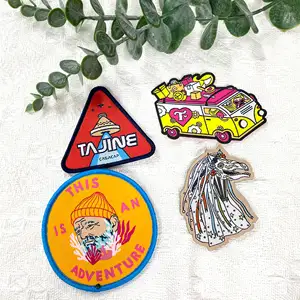 New Design Custom Woven Patches Logo Woven Badges For Clothing Labels Badge Woven Adhesive Patches Sew On Logo Patch