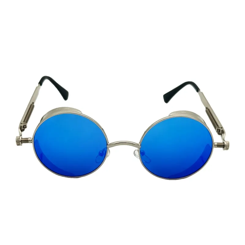 Vintage Steampunk tarzı gölge güneş gözlüğü Metal yuvarlak UV400 koruma güneş gözlüğü erkekler kadınlar için