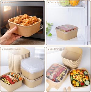 Greenpacking 500ml 650ml 750ml 1000ml Bol en papier jetable écologique biodégradable pour la restauration avec logo personnalisé - Product Image 2