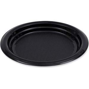 Assiette jetable en plastique noir haute résistance Boardwalk de 6 pouces, 1000 pièces/carton - Product Image 1