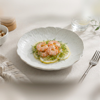 Service de table en céramique de style européen gravé à la main, 5 pièces, bol carré, plat rectangulaire, plat en forme de pétale, compatible lave-vaisselle et micro-ondes