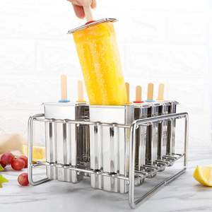 Moldes para Hacer Paletas de Hielo Reutilizables, Fáciles de Desmoldar, de Acero Inoxidable, con Soporte - Product Image 3