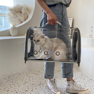 Transparent Pet Carrier <b>Backpack</b> Acrylic Polyester <b>Lightweight</b> Breathable For Cats And Pets Hand Carry Crossbody Use - Product Image 2
