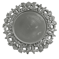 Assiettes de présentation rondes en plastique PP doré de luxe WOJU, durables, pour mariage, motif personnalisé, vaisselle de dîner, fête à domicile