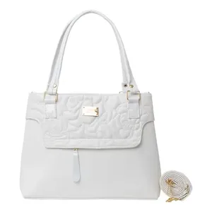 Fana Amelia borsa con patta da donna M3736 classica borsa Casual in pelle bianca con bellissimo motivo con Logo serpente decorato in metallo metallizzato - Product Image 2