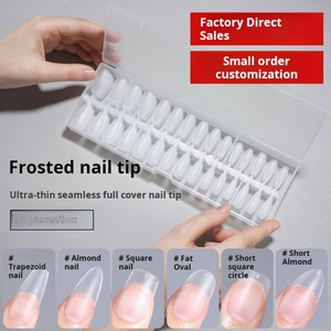 Boîte de 240 faux ongles carrés pleine taille, style français, pour nail art, avec adhésif sans couture pour doigts, personnalisables en usine - Product Image 2