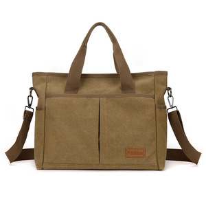 Women's <b>Canvas</b> <b>Bag</b> Simple Retro Single Shoulder Crossbody <b>Bag</b> <b>Large</b> Capacity Commute Office Handheld File <b>Bag</b> - Product Image 5