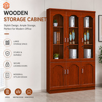 Bibliothèque en bois avec portes vitrées, meuble de rangement de bureau en bois, grande capacité pour documents et livres, articles scolaires