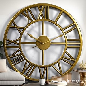 Orologio <span class=keywords><strong>da</strong></span> <span class=keywords><strong>Parete</strong></span> Rotondo in Metallo Bronzo Moderno Vintage <span class=keywords><strong>da</strong></span> 60 cm (24 Pollici) con Movimento al Quarzo per Soggiorno - Product Image 5