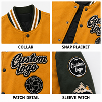 Veste Hip Hop personnalisée avec manches en cuir véritable, broderie chenille, strass, veste de baseball universitaire en molleton