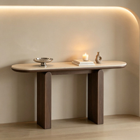 Console d'entrée ultra-étroite en bois massif de style Wabi-Sabi, avec base en piédestal, pour salon et mobilier de maison