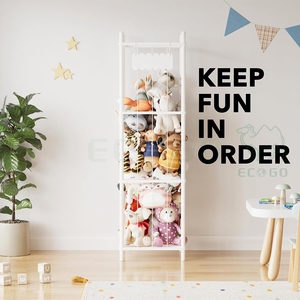 White Kids Wooden Display <b>Racks</b> Stuffed Zoo Animal Plush Toy Organizer Holder Storage Shelf - Product Image 6