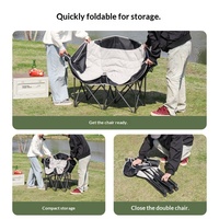 Chaise double pliante pour 2 personnes, rembourrée, portable, avec poche latérale pour gobelet, cadre robuste, chaise de camping double pour l'extérieur