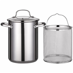 Vente en gros d'usine Pot à <span class=keywords><strong>asperges</strong></span> en acier inoxydable avec couvercle en verre et panier intérieur Grand corps Pots à pâtes de cuisson - Product Image 2
