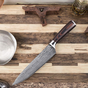 Cuchillo de Chef Profesional de 8 Pulgadas de Acero Inoxidable, Cuchillo Afilado para Carne con Mango de Madera PAKKA, Acabado Mate Vintage Ecológico, para Mano Derecha - Product Image 3