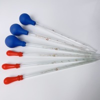 Burette de verre 0.5ml 1ml 2ml 3ml 5ml 10ml Pipette liquide Pasteur en verre compte-gouttes graduée avec tête d'ampoule en caoutchouc