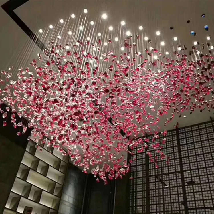 Moderne Hotel Lobby Villa Dekoration Pendel leuchte Benutzer definierte große LED Glas moderne Kronleuchter für hohe Decken