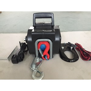 Electric Winch 12 V Nylon Rope Grab <b>Hook</b> Bolt-On Mount Wired Remote Control Black Plastic Standard Bar Design - Product Image 1