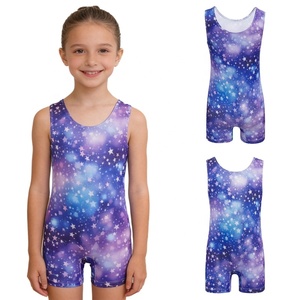 Traje de baile de salón para niñas de 3 a 11 años, leotardo de gimnasia con estampado de estrellas, mono hasta el muslo para entrenamiento, patinaje artístico - Product Image 5