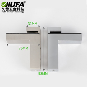 Support de fixation pour étagère Jiufa F-Type en verre 76x98mm, finition brossée brillante, pour fixation de panneaux en bois et verre - Product Image 1