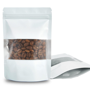 Sachet d'emballage alimentaire en aluminium avec fermeture éclair, argenté, 250 ml, pour bonbons, refermable, compostable, 200 g, en papier kraft, semi-transparent, à fond plat - Product Image 1