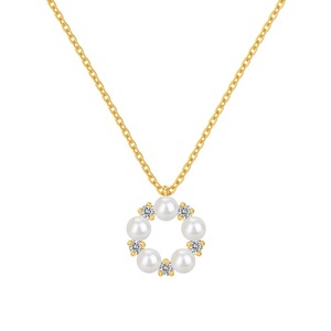 Collares con incrustaciones de circonio, cuentas de concha, perlas de agua dulce, colgante de flor redondo, collar sencillo y elegante, joyería de latón. - Product Image 1