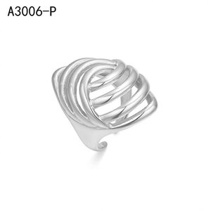 เอมี่ เอมี่แฟชั่นริง A3006 แหวนค็อกเทลทรงเรขาคณิตสแตนเลสสำหรับผู้หญิง 925 ชุบเงินสวมใส่ทุกวันของขวัญเครื่องประดับ - Product Image 1