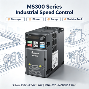Variador de Frecuencia (VFD) Serie MS300, Trifásico, 230V, 0.4kW-15kW, IP20, Control Vectorial STO para Ventiladores y Bombas, ¡Gran Venta! - Product Image 4
