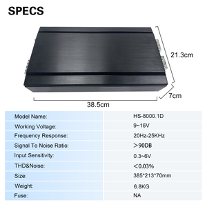 Amplificatore auto monoblocco Zeming 8000W 1 canale classe D per sistemi audio da competizione 90dB con crossover. - Product Image 2