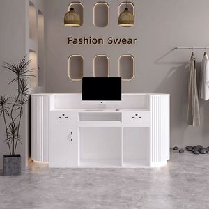 Escritorio de recepción de lujo moderno para oficina, salón de belleza, Bar, Spa, Hotel, mesa de recepción de madera blanca con mostrador de cajero, precio barato - Product Image 2