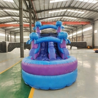 Toboggan aquatique gonflable combiné en promotion – Toboggan aquatique gonflable d'extérieur avec zone de saut