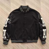 Veste universitaire de haute qualité pour hommes, style baseball, avec manches en cuir brodées, vestes pour hommes