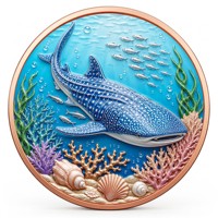 Pièce de monnaie en cuivre pur 999 de 1 oz, série Monde sous-marin 3D en relief UV, édition collector colorée