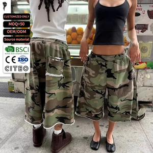 OEM <b>Camo</b> Baggy <b>Cargo</b> <b>Shorts</b> Elastic Waist Mid Length Multi Pocket Casual Streetwear Sweat <b>Shorts</b> - Product Image 1