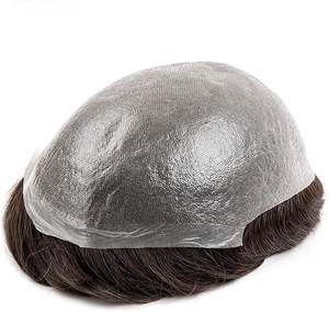 Système de remplacement capillaire pour <span class=keywords><strong>homme</strong></span> en cheveux naturels, ultra-fin, avec base en polyuréthane (PU) de 0,03 mm, type toupet ou complément capillaire - Product Image 1
