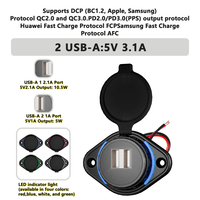 Chargeur USB pour Bus, RV et Voiture, à Montage Plat en Usine, Étanche IP65, 12/24 Volts CC, 5V 3.1A, 15.5W, 2 Ports USB-A, Prise de Charge