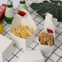 Boîtes à emporter triangulaires en papier ivoire recyclables pour frites et sauce, avec logo personnalisé, emballage alimentaire jetable