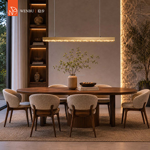 Luminaire suspendu linéaire en cristal bulle en bronze antique brossé pour salle à manger - Product Image 4