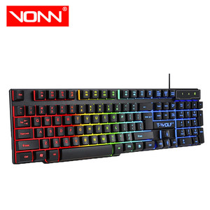 Portátil T-WOLF T20 USB Com Fio Multi-cor/Luminoso Keycaps RGB 104 Teclas PC Gaming Teclado Mecânico Para Jogos - Product Image 1