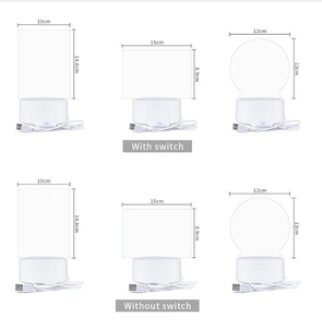 مصباح ليلي LED ثلاثي الأبعاد شفاف وعصري، مصباح طاولة إبداعي بضوء أبيض دافئ قابل لإعادة الكتابة، قاعدة خشبية أكريليك فارغة لغرفة النوم والمعيشة - Product Image 5