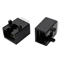 Coorle Factory Wholesale 5321 Prise Ethernet Modulaire RJ45 SMT Femelle à Angle Droit, Entrée Latérale, LCP Noir, Plaqué Or, 8P8C, Non Blindée
